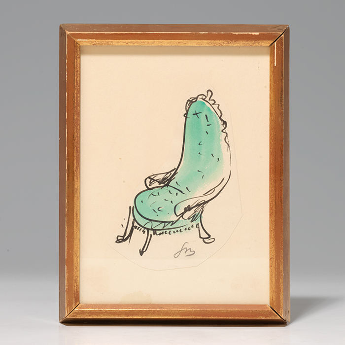 Original drawing signed (upholstered chair)
