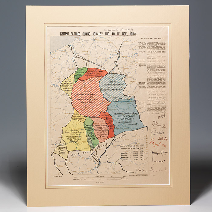 Color lithograph map signed