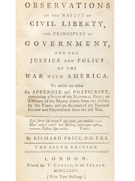 Observations on the Nature of Civil Liberty. BOUND WITH: (PORTEUS) Letter to the Clergy