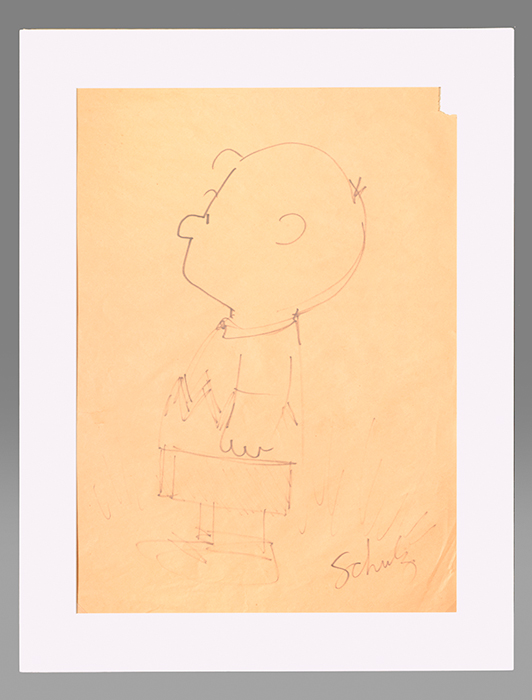 Original sketches of Charlie Brown, signed, and Lucy
