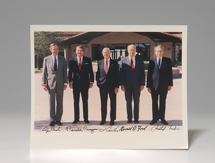 Photograph of 5 presidents signed. WITH: Autograph letter signed