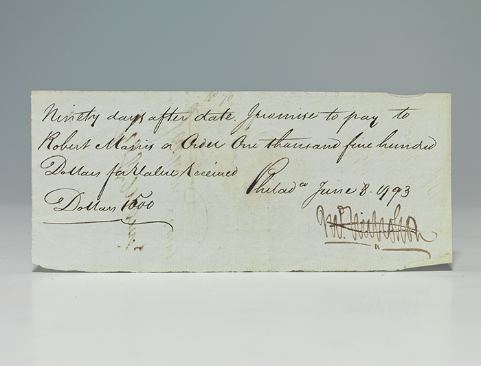 Manuscript promissory note signed