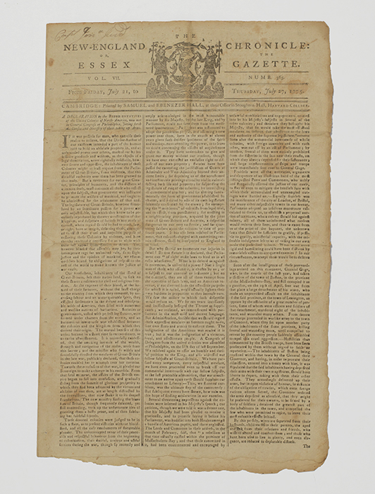 Declaration... [on] Taking Up Arms. [Newspaper printing]