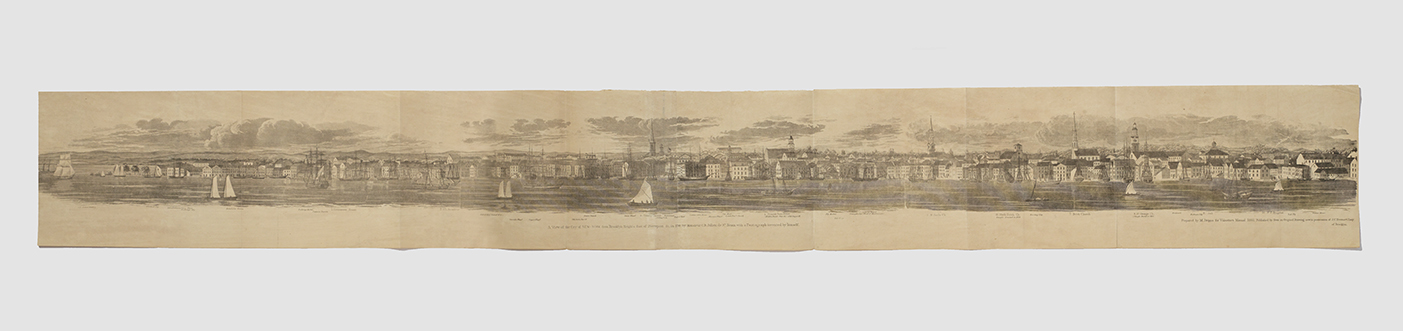 Folding panorama [&quot;A View of the City of New-York from Brooklyn Heights, foot of Pierrepont St., in 1798&quot;]