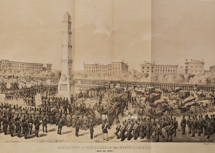 Lithographic plate [&quot;Ceremonies of Dedication of the Worth Monument&quot;]