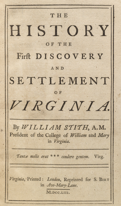 History of the First Discovery and Settlement of Virginia