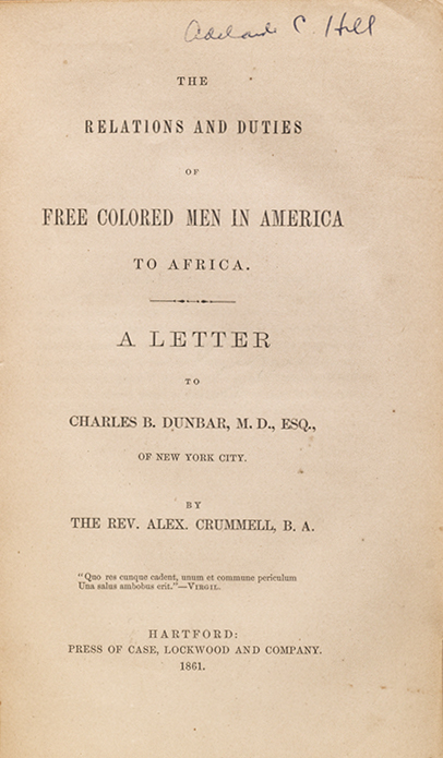 Relations and Duties of Free Colored Men... to Africa
