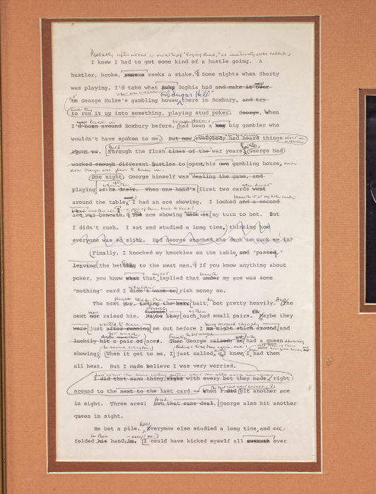 Typed draft page annotated