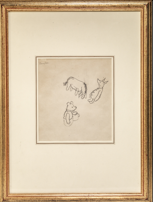 Original sketch of Pooh, Piglet and Eeyore