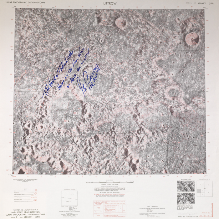 Map inscribed (Apollo XVII, last Apollo moon landing)