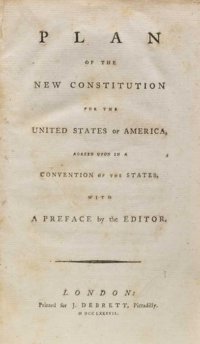 Plan of the New Constitution for the United States of America
