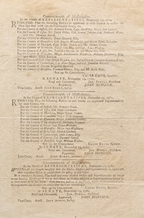 Original November 1780 Broadside
