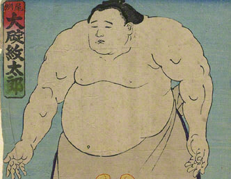 Sumo Wrestler Woodblock Print: Oikari Montaro