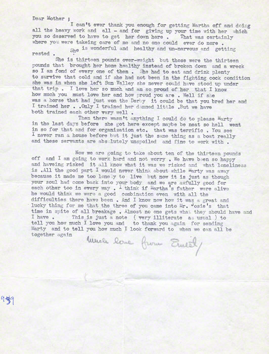 Typed Letter Signed to Edna Gellhorn