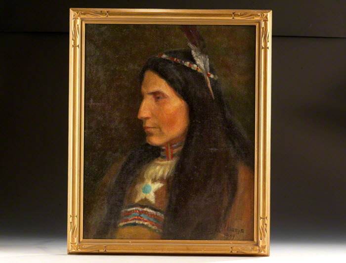 Original oil painting of a Native American