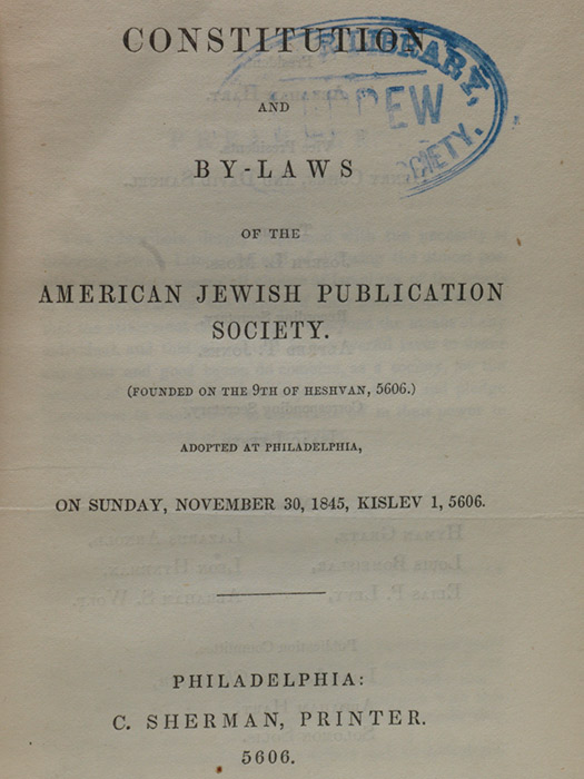 Constitution and By-Laws… American Jewish Publication Society