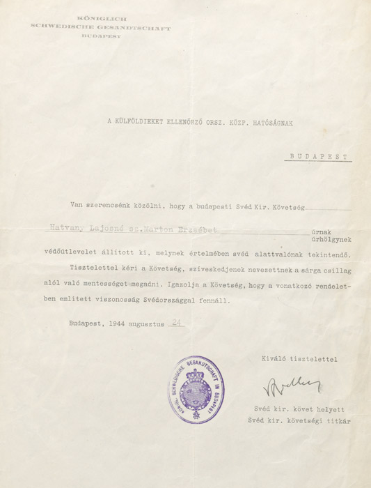 Schutzbrief (Letter of Protection) signed