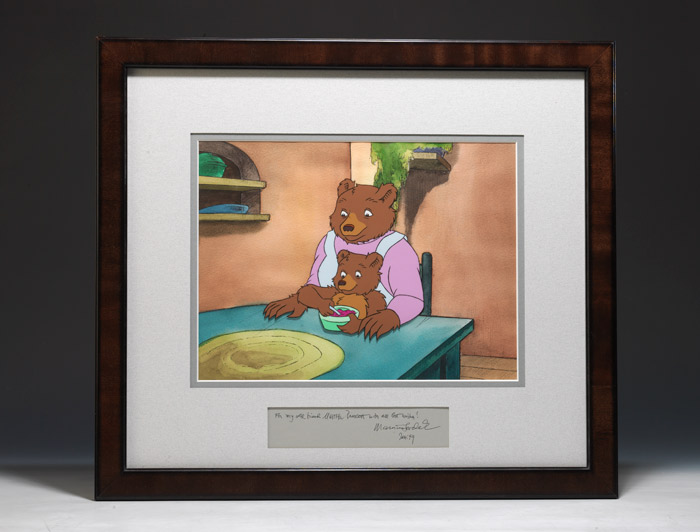 Autograph sentiment - Signed , framed with animation cel from Little Bear  Movie - Maurice Sendak - Bauman Rare Books