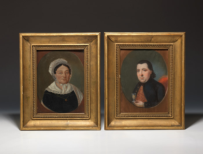 Two early 19th-century gouache portraits