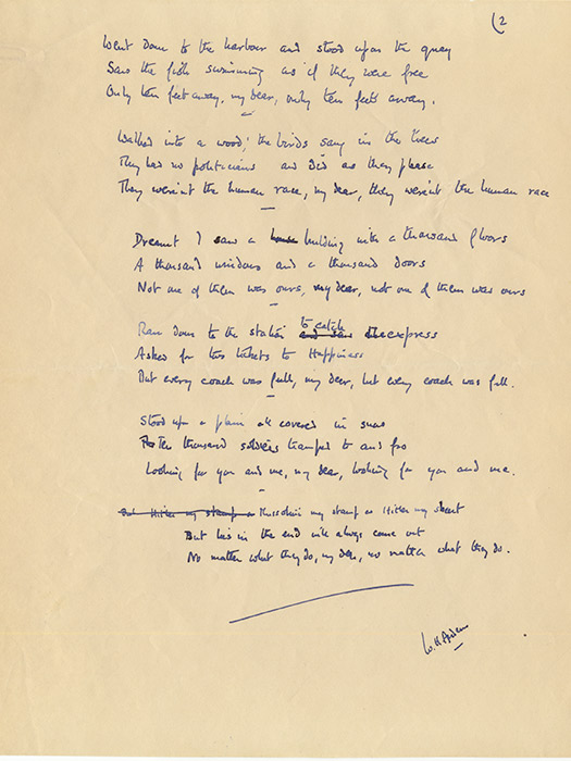 Autograph manuscript poem signed