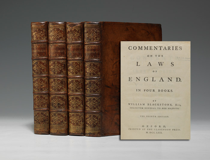 Commentaries On The Laws Of England William Blackstone Bauman Rare Books