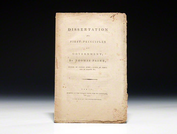 Dissertation on the first principles of government thomas paine
